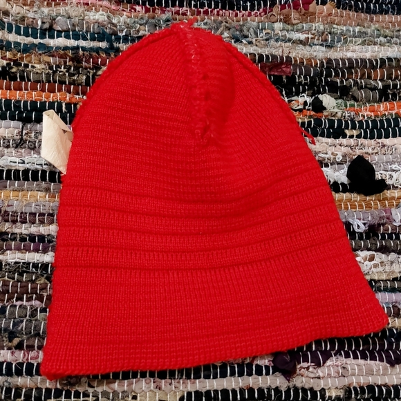 Vtg Wigwam 100% Pure Virgin Wool 90s Mens Red Colorful Striped Beanie - Picture 6 of 9